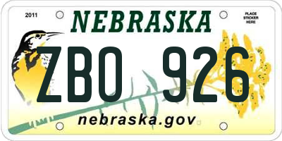 NE license plate ZBO926