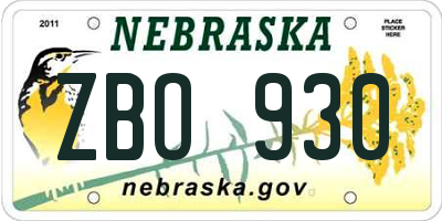 NE license plate ZBO930