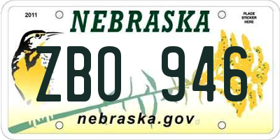 NE license plate ZBO946