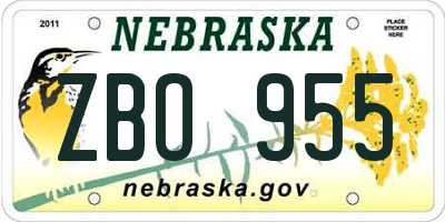 NE license plate ZBO955