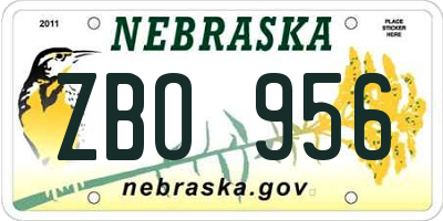 NE license plate ZBO956