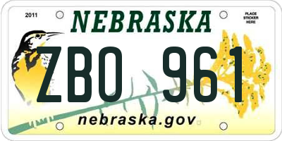 NE license plate ZBO961