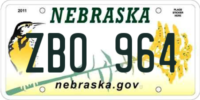 NE license plate ZBO964