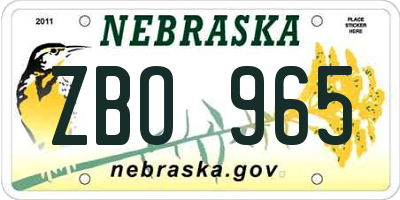 NE license plate ZBO965