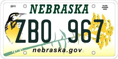 NE license plate ZBO967