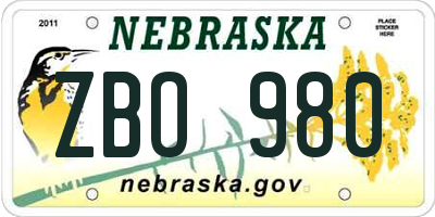 NE license plate ZBO980