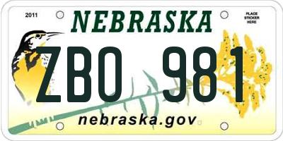 NE license plate ZBO981