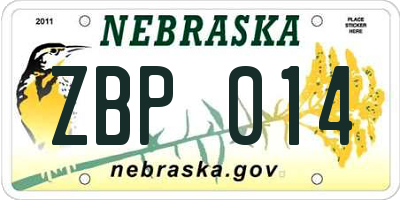 NE license plate ZBP014