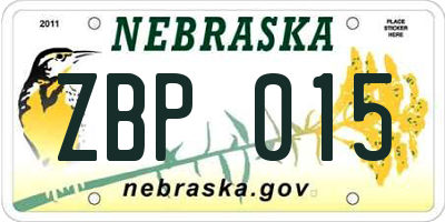 NE license plate ZBP015