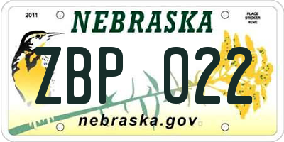 NE license plate ZBP022