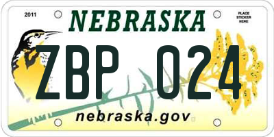 NE license plate ZBP024