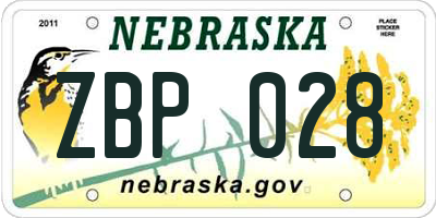 NE license plate ZBP028