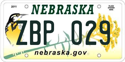 NE license plate ZBP029