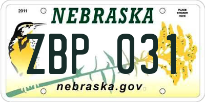NE license plate ZBP031