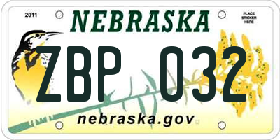 NE license plate ZBP032