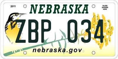 NE license plate ZBP034