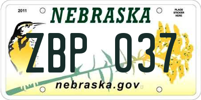 NE license plate ZBP037