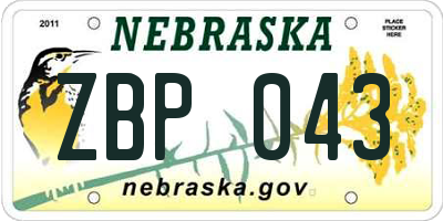 NE license plate ZBP043