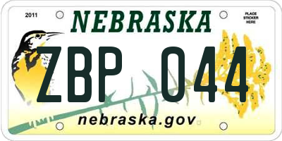 NE license plate ZBP044