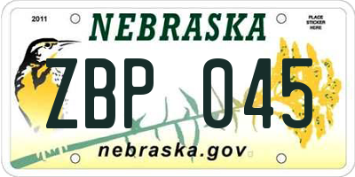 NE license plate ZBP045