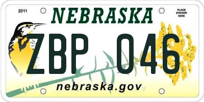 NE license plate ZBP046