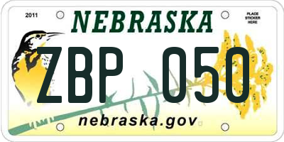 NE license plate ZBP050