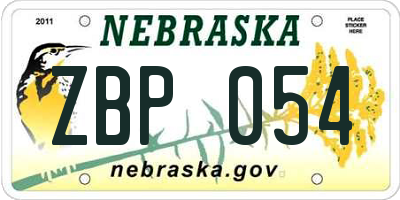 NE license plate ZBP054