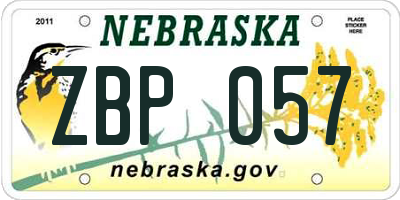 NE license plate ZBP057