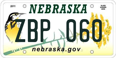 NE license plate ZBP060