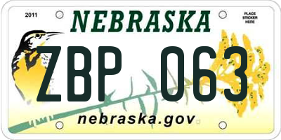 NE license plate ZBP063