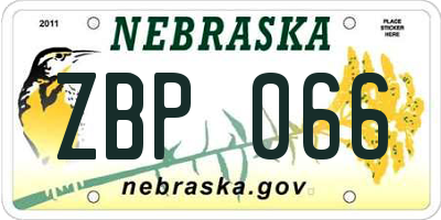 NE license plate ZBP066