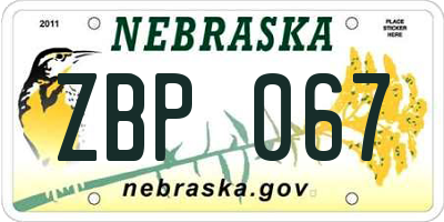 NE license plate ZBP067