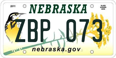 NE license plate ZBP073