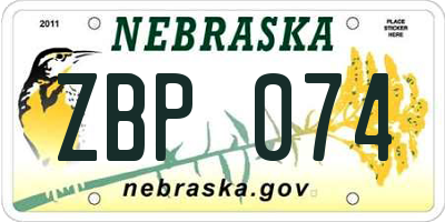 NE license plate ZBP074