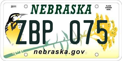 NE license plate ZBP075