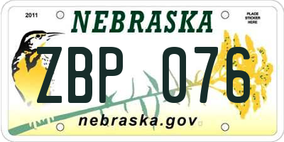 NE license plate ZBP076