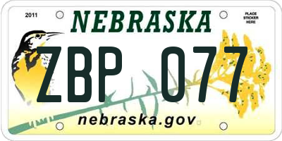 NE license plate ZBP077