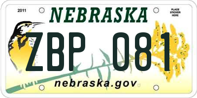 NE license plate ZBP081