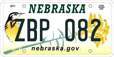 NE license plate ZBP082