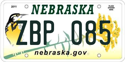 NE license plate ZBP085