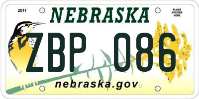 NE license plate ZBP086