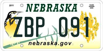 NE license plate ZBP091