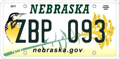 NE license plate ZBP093