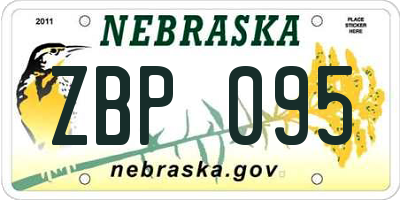 NE license plate ZBP095