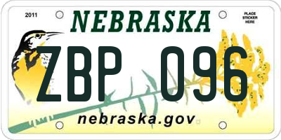 NE license plate ZBP096