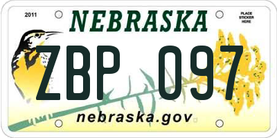 NE license plate ZBP097