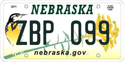 NE license plate ZBP099