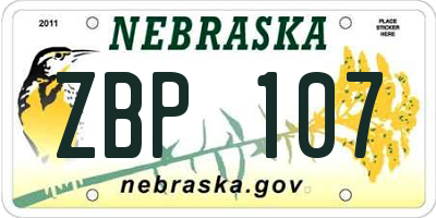 NE license plate ZBP107