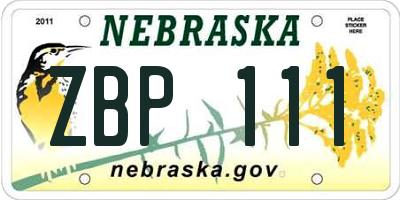 NE license plate ZBP111