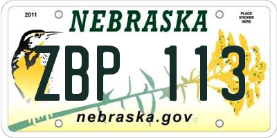 NE license plate ZBP113